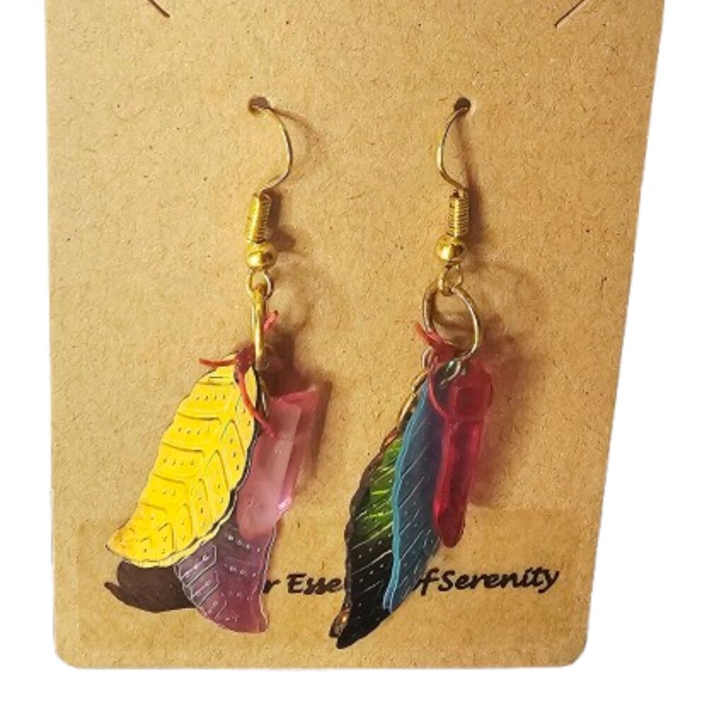 Colorful Feather Earrings-NWT-2.25 inches